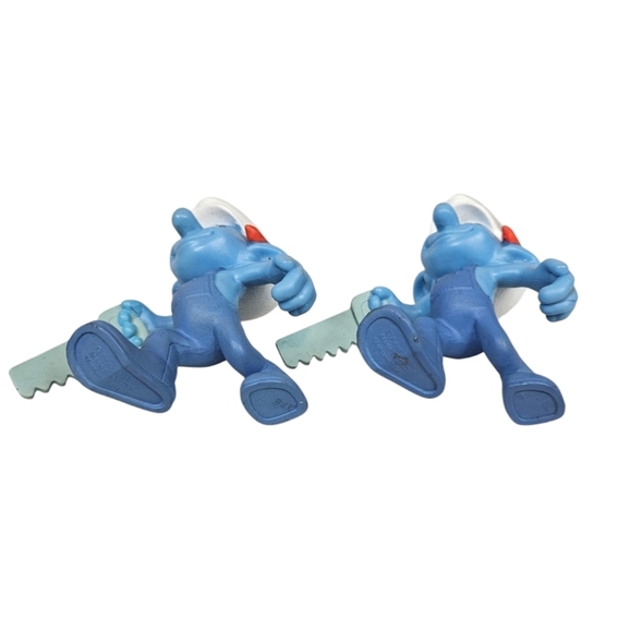 2011 McDonald's Smurf Toy Handy Smurf PVC Figurine Cake Topper Lot of 2 R35 - Picture 6 of 8